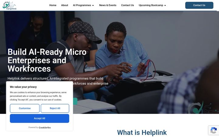Screenshot of helplinkai.co.za