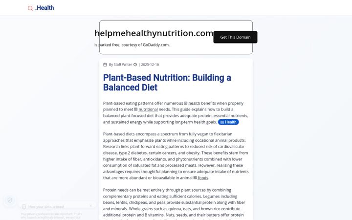 Screenshot of helpmehealthynutrition.com