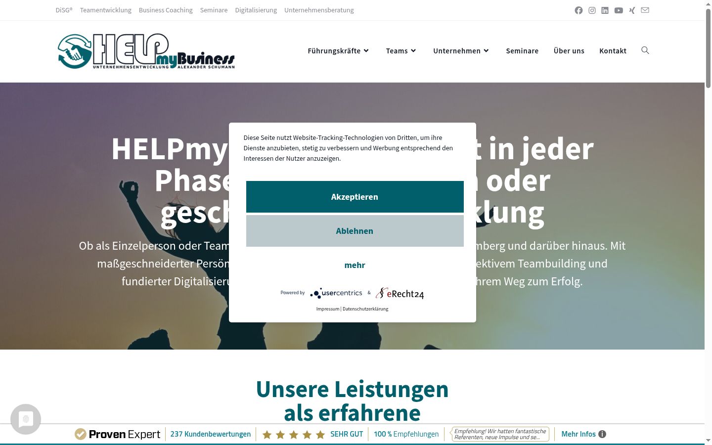Screenshot of the consent banner shown before any interaction