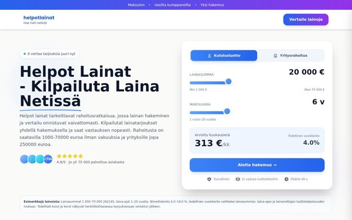 Screenshot of helpotlainat.fi