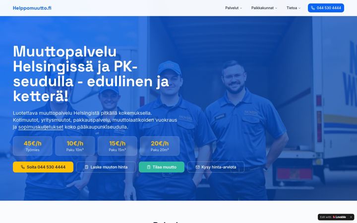 Screenshot of helppomuutto.fi