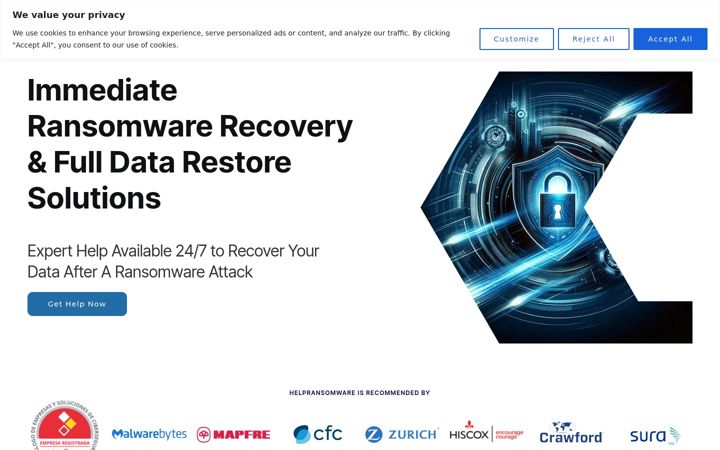 Screenshot of helpransomware.com