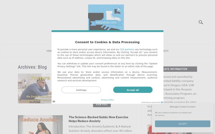 Screenshot of helpshoe.com