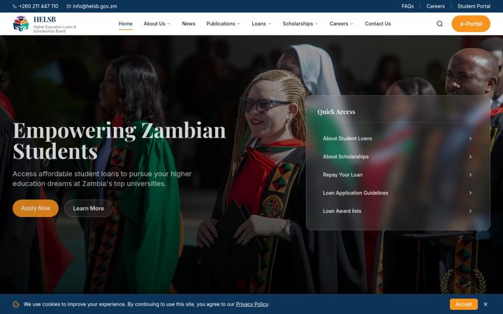 Screenshot of helsb.gov.zm