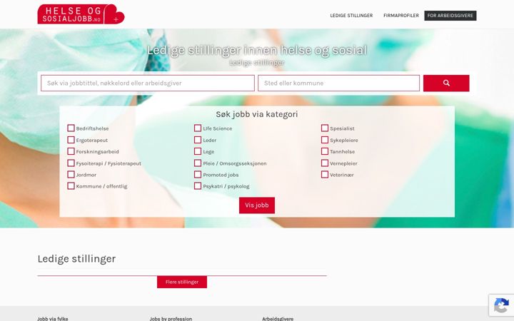 Screenshot of helseogsosialjobb.no