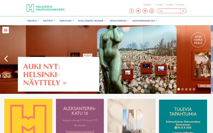 Screenshot of helsinginkaupunginmuseo.fi