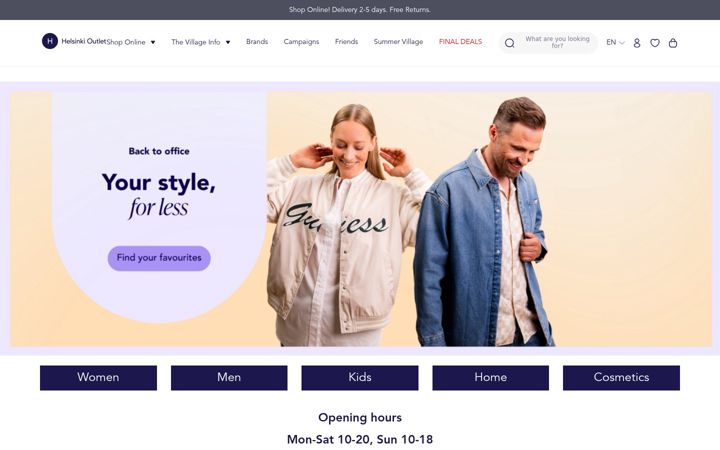 Screenshot of helsinkioutlet.fi