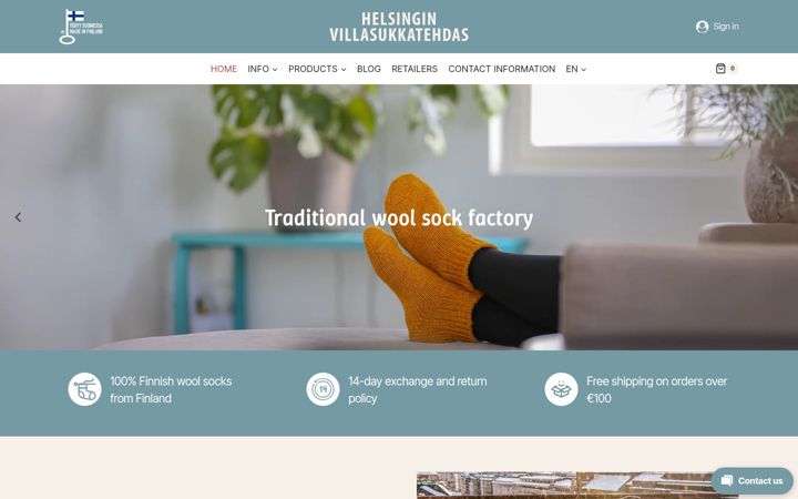 Screenshot of helsinkiwoolsock.fi