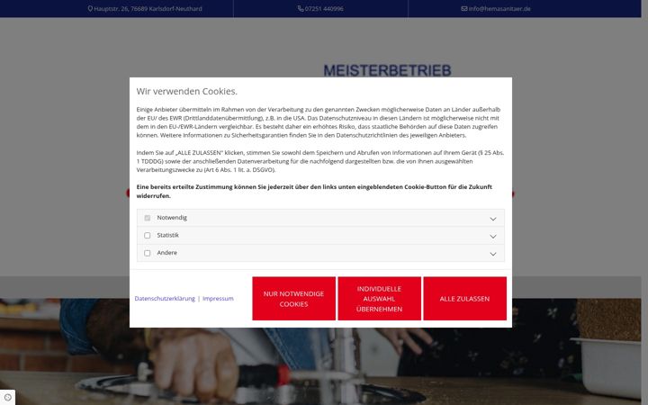 Screenshot of hemasanitaer.de