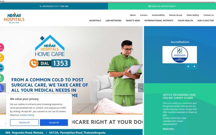 Screenshot of hemashospitals.com