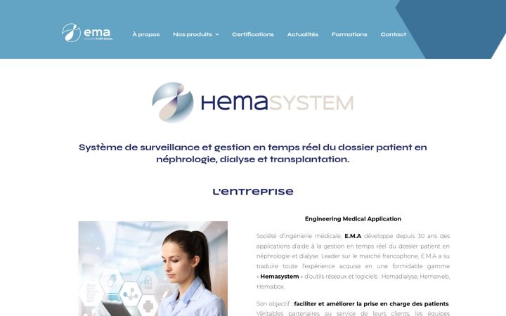 Screenshot of hemasystem.com