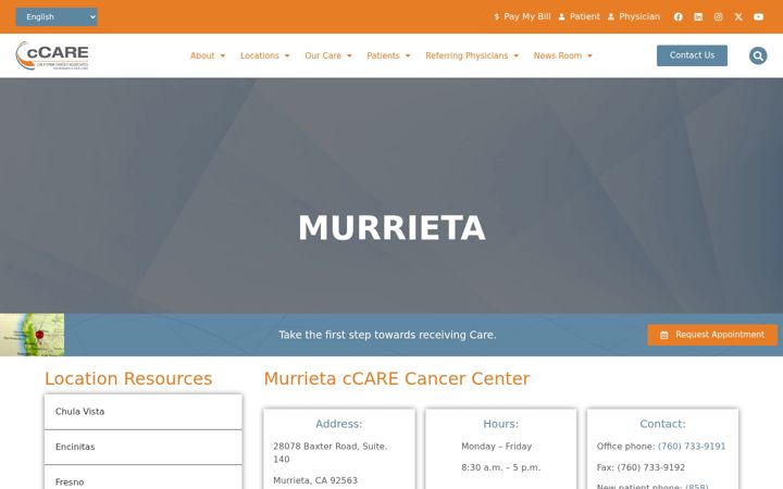 Screenshot of hematologyoncologyconsultants.com