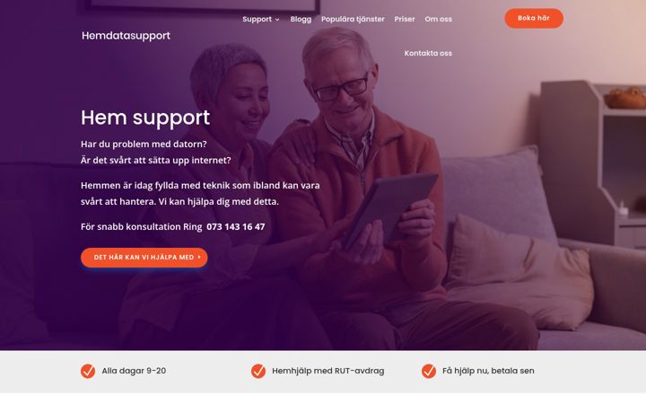 Screenshot of hemdatasupport.se