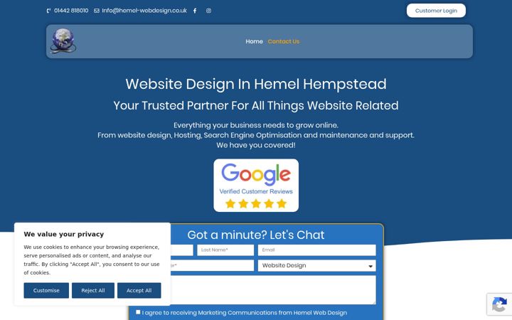 Képernyőkép: hemel-webdesign.co.uk
