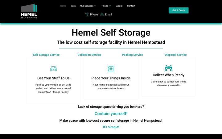 Screenshot of hemelselfstorage.com