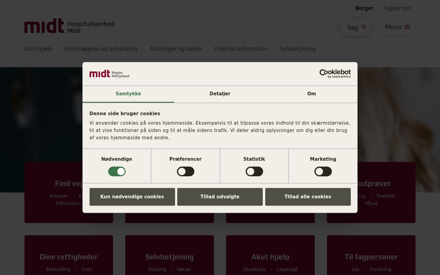 Screenshot van de toestemmingsbanner zoals getoond vóór enige interactie