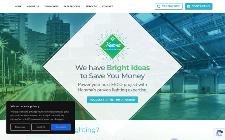 Screenshot of hemmalighting.com