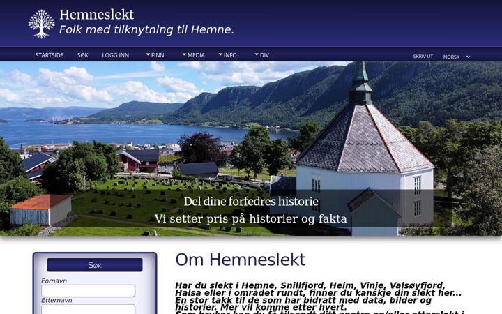 Screenshot of hemneslekt.net