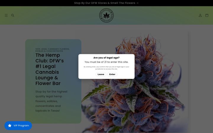 Screenshot of hempclubtx.com