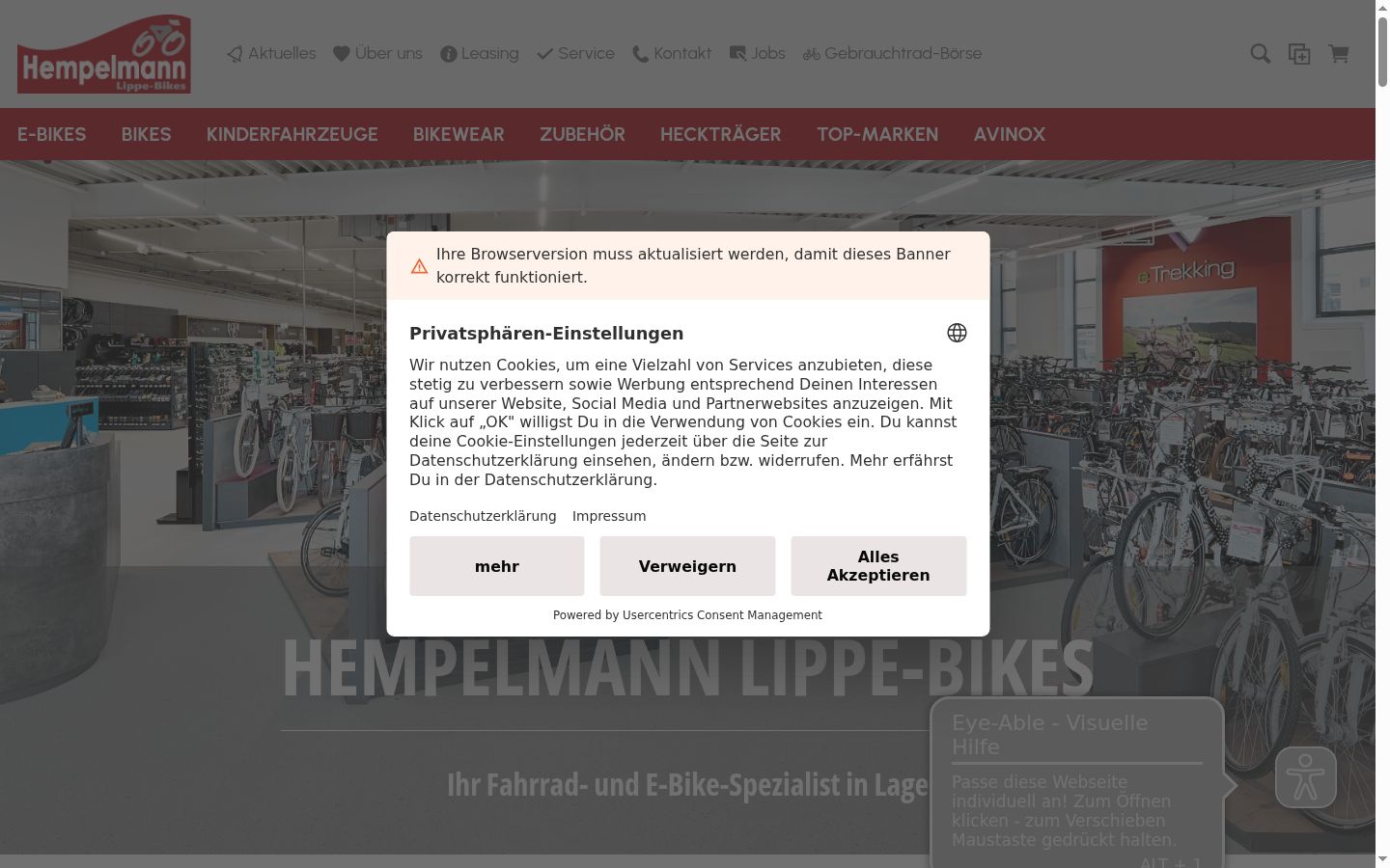 Screenshot of the consent banner shown before any interaction