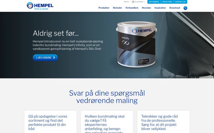 Screenshot of hempelyacht.dk
