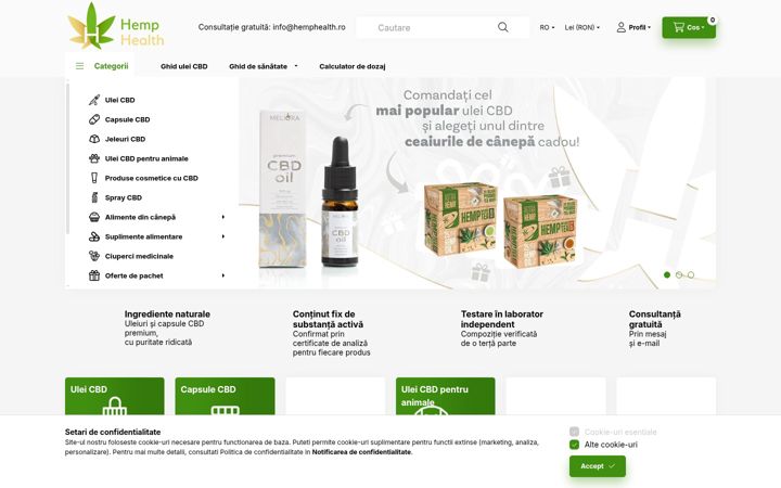 Skärmbild av hemphealth.ro