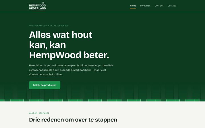 Screenshot of hempwoodnederland.nl