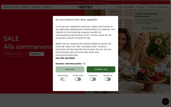 Screenshot of hemtex.se