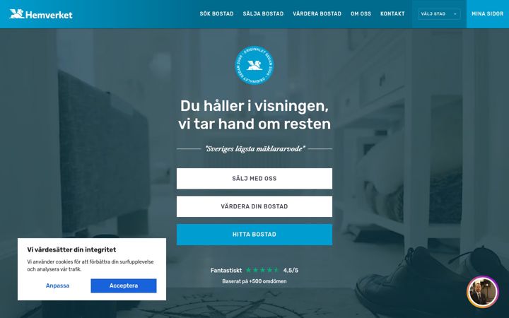 Screenshot of hemverket.se