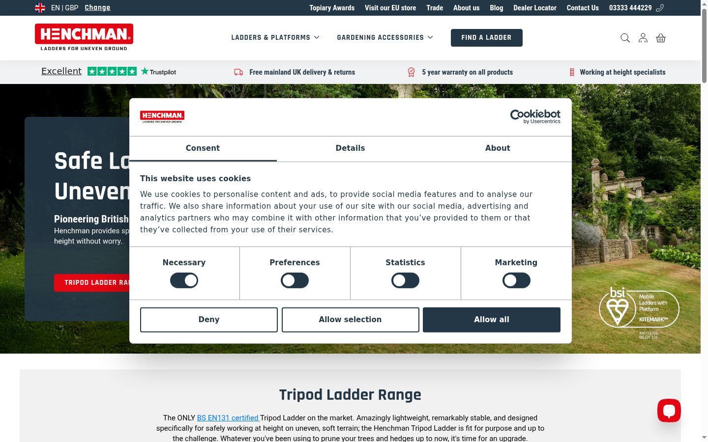 Screenshot of the consent banner shown before any interaction
