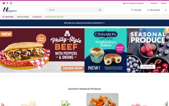 Screenshot stránky henderson-foodservice.com