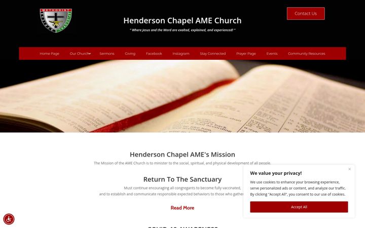 Screenshot of hendersonchapelamewv.org