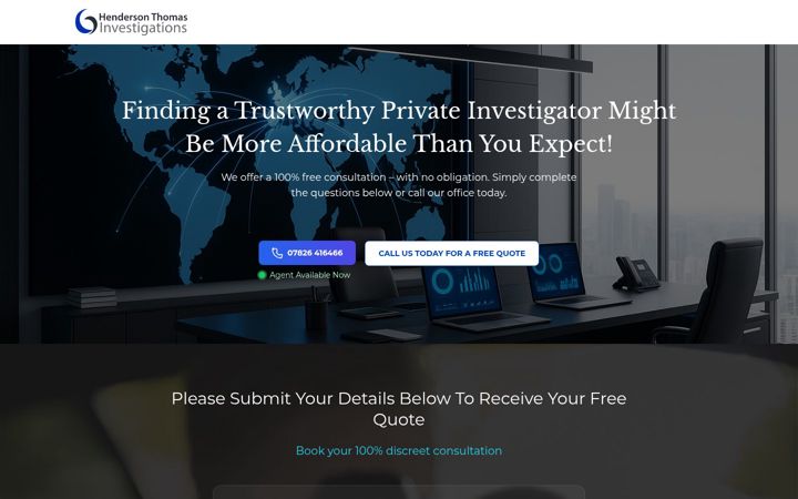 Screenshot of hendersonthomasinvestigations.co.uk
