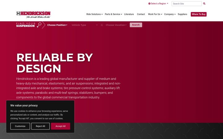 Screenshot of hendrickson-intl.com