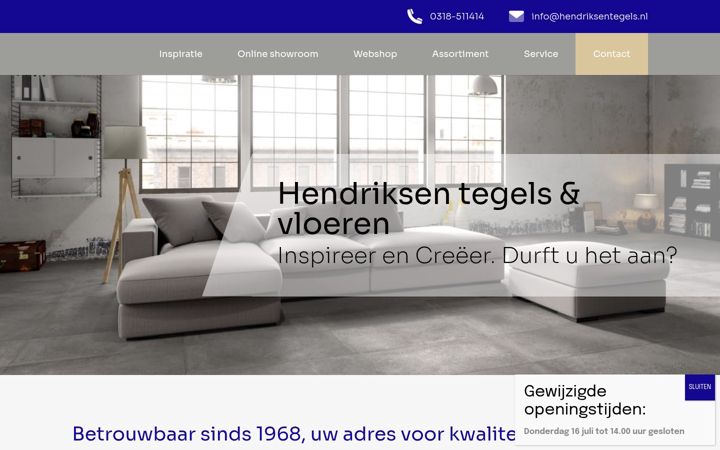 Screenshot di hendriksentegels.nl