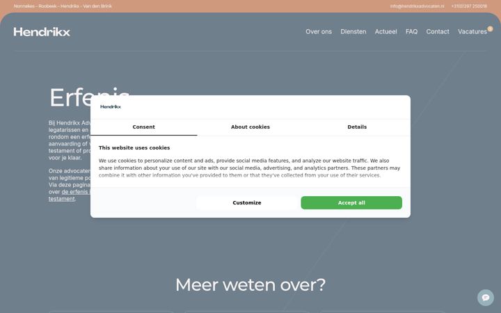 Screenshot of hendrikx-erfrechtadvocaten.nl