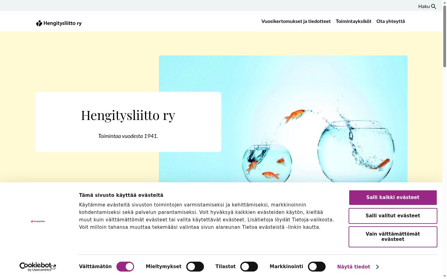 Screenshot of the consent banner shown before any interaction