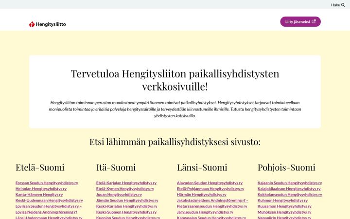 Screenshot of hengitysyhdistys.fi