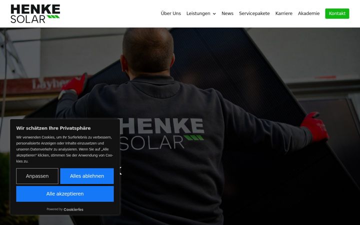 Screenshot of henke-solar.de