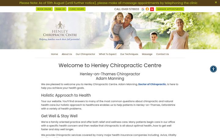 Screenshot of henleychiropractic.co.uk