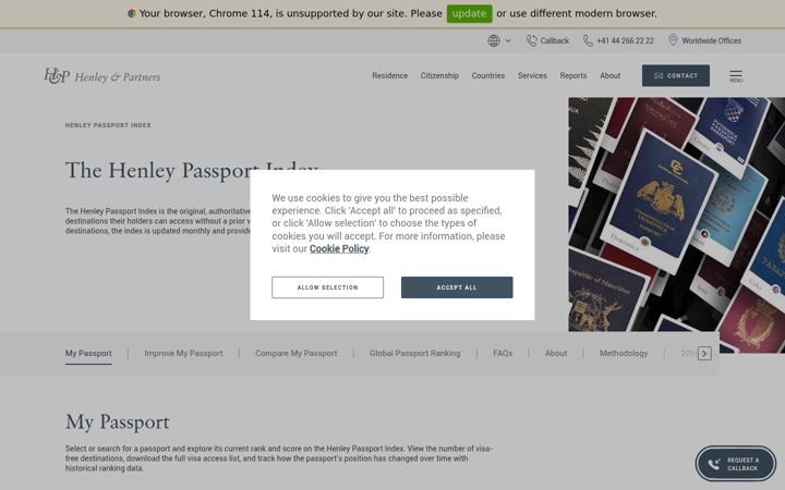 Screenshot von henleypassportindex.com