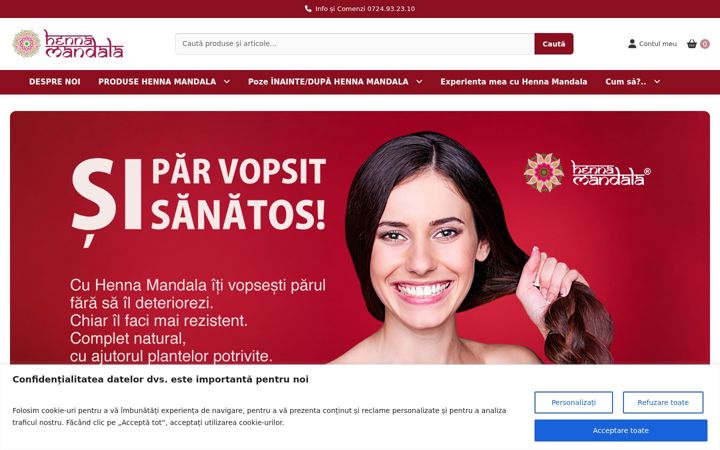 Screenshot of hennaromania.ro