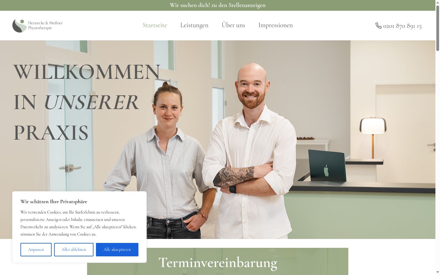 Screenshot des Einwilligungsbanners vor jeglicher Interaktion