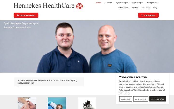 Screenshot of hennekes-healthcare.nl
