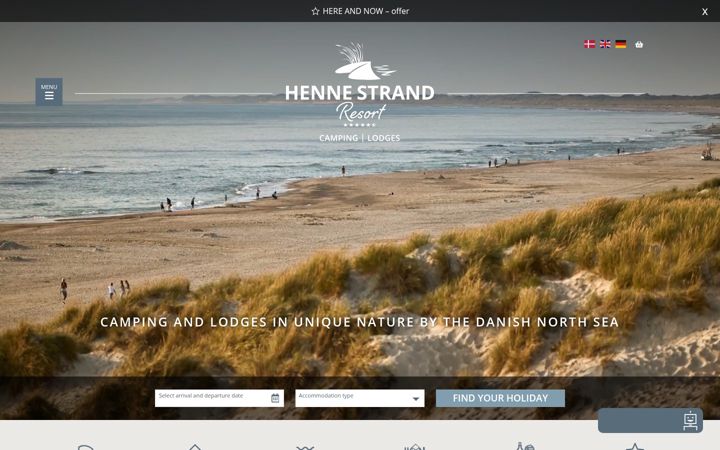 Screenshot of hennestrandcamping.com