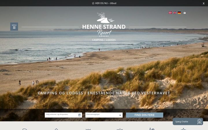 Screenshot of hennestrandcamping.dk