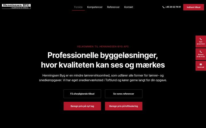 Skärmbild av henningsenbyg.dk