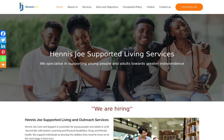 Screenshot of hennisjoecare.co.uk