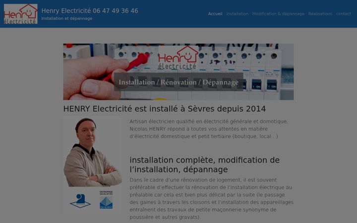 Screenshot of henry-electricite.fr