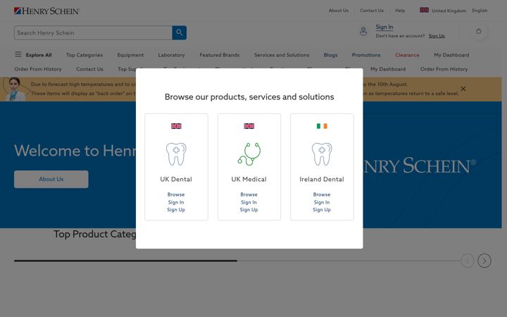 Screenshot of henryschein.co.uk